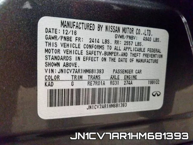 JN1CV7AR1HM681393 фото 2