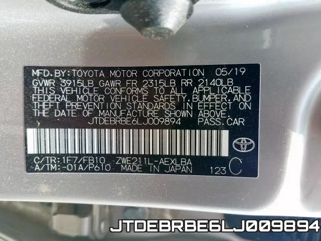 JTDEBRBE6LJ009894 фото 2