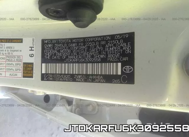 JTDKARFU6K3092558 фото 10