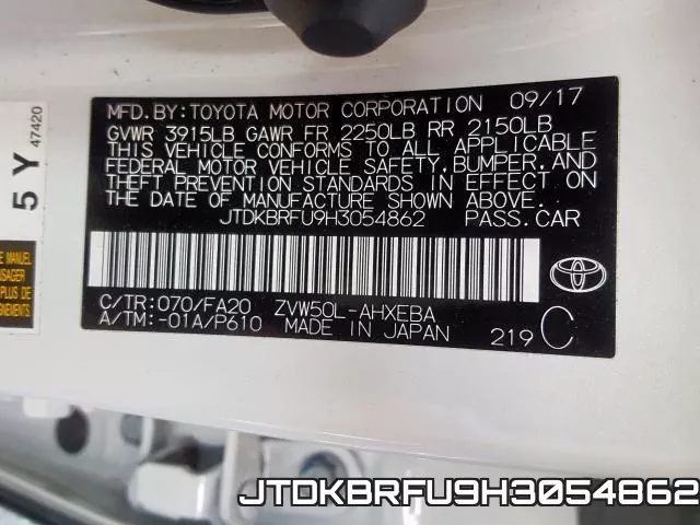 JTDKBRFU9H3054862 фото 2