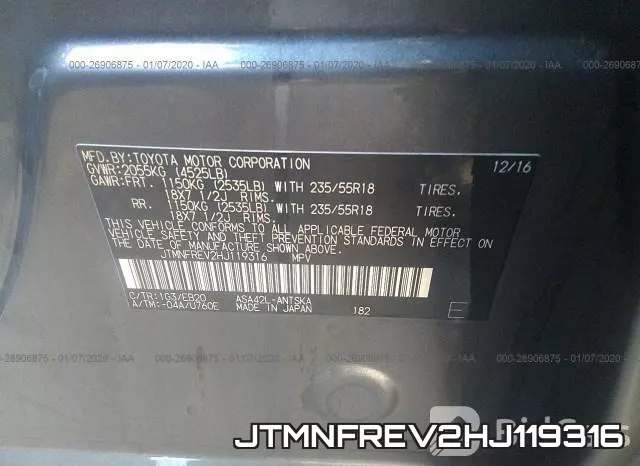 JTMNFREV2HJ119316 фото 10