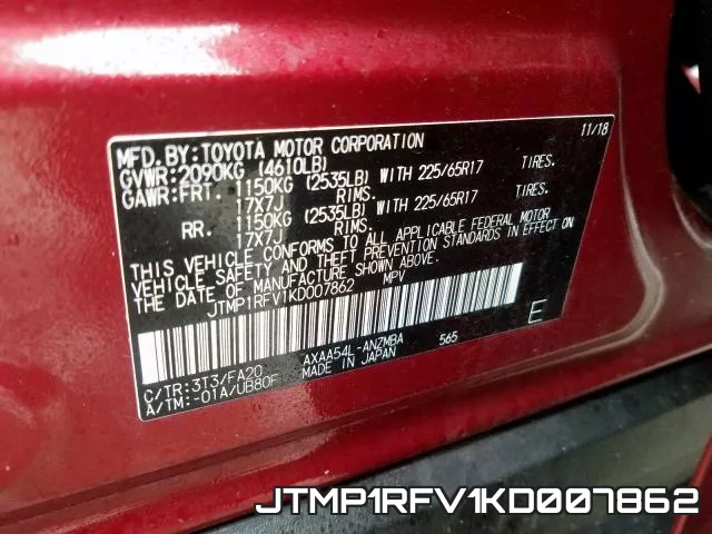 JTMP1RFV1KD007862 фото 2
