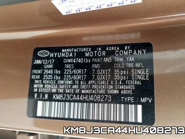 KM8J3CA44HU408273 фото 2