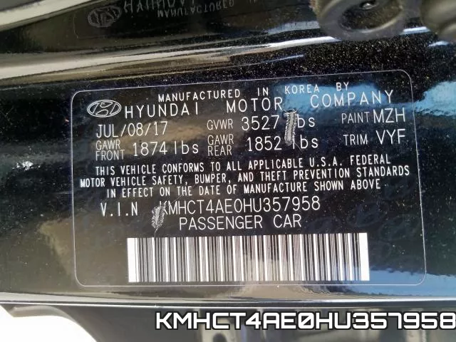 KMHCT4AE0HU357958 фото 2