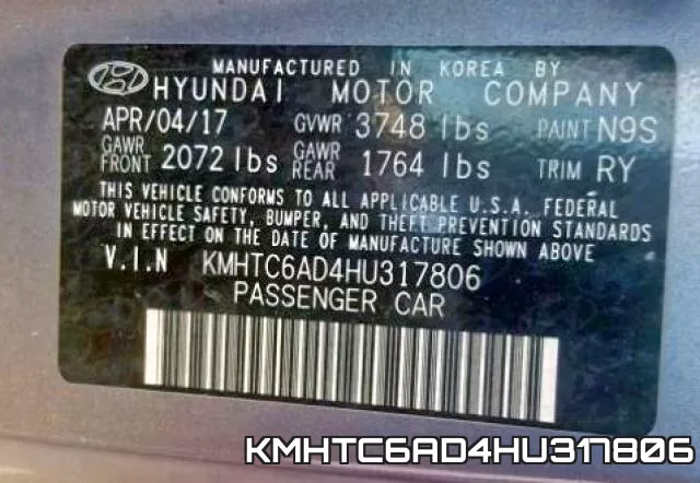 KMHTC6AD4HU317806 фото 2