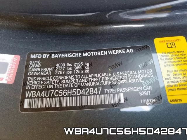 WBA4U7C56H5D42847 фото 2