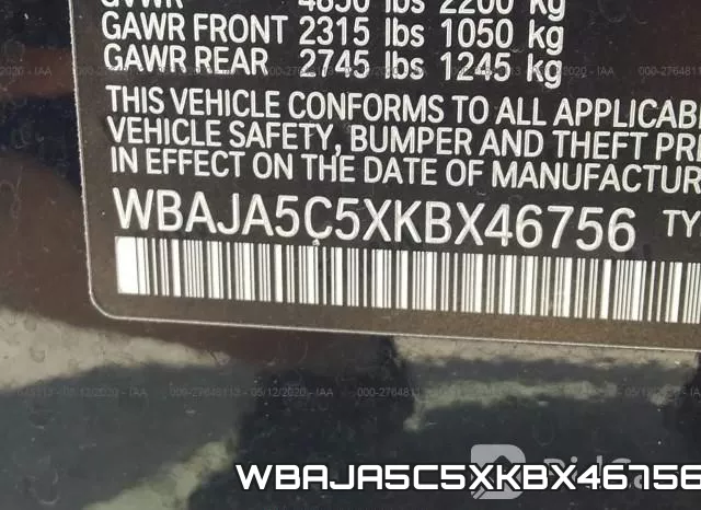 WBAJA5C5XKBX46756 фото 10