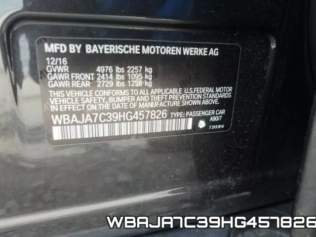 WBAJA7C39HG457826 фото 2