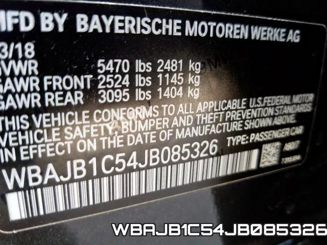 WBAJB1C54JB085326 фото 2