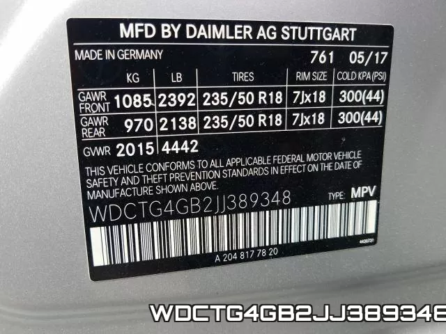 WDCTG4GB2JJ389348 фото 2
