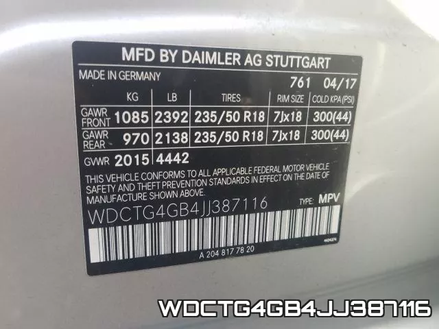 WDCTG4GB4JJ387116 фото 2