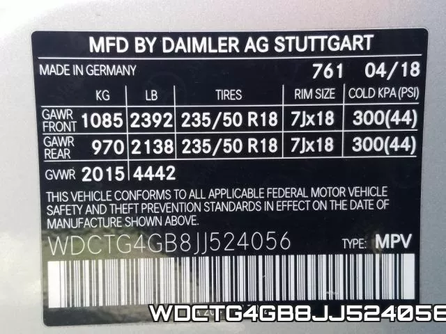 WDCTG4GB8JJ524056 фото 2
