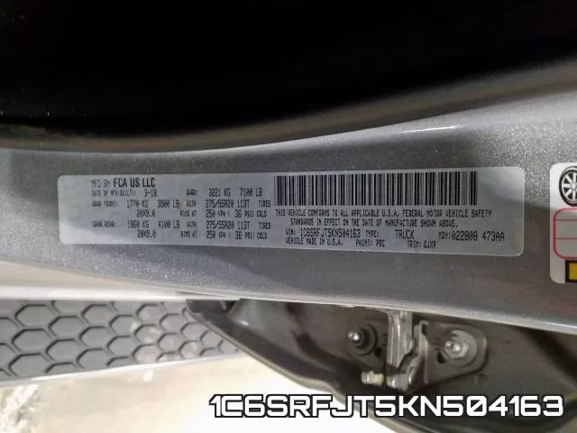 1C6SRFJT5KN504163 фото 2