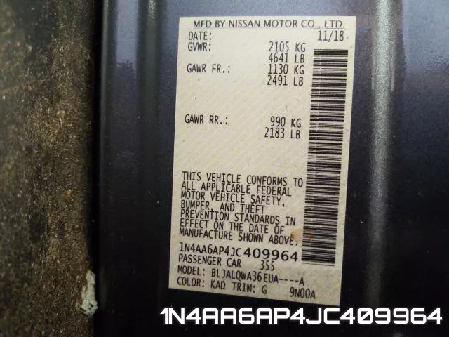 1N4AA6AP4JC409964 фото 2