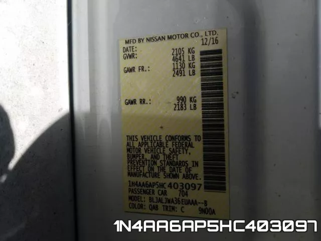 1N4AA6AP5HC403097 фото 2