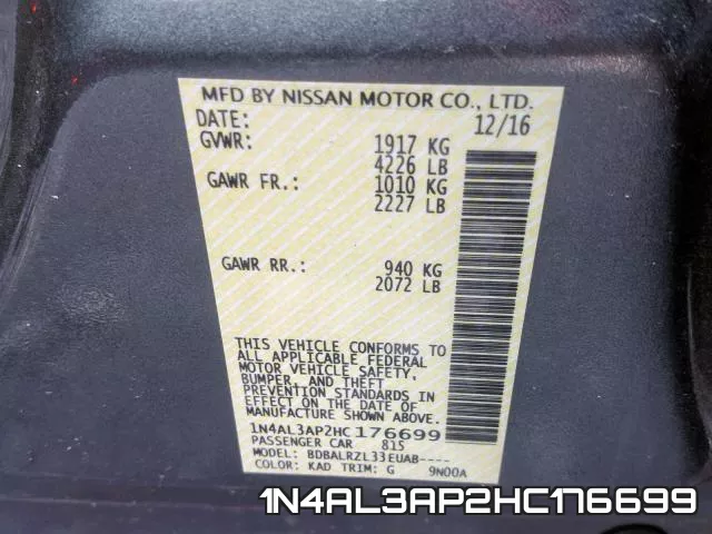 1N4AL3AP2HC176699 фото 2