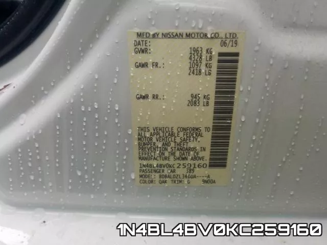 1N4BL4BV0KC259160 фото 2
