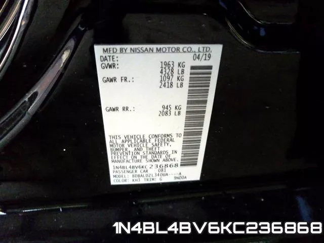 1N4BL4BV6KC236868 фото 2