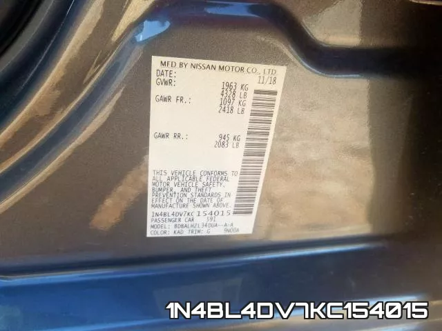 1N4BL4DV7KC154015 фото 2
