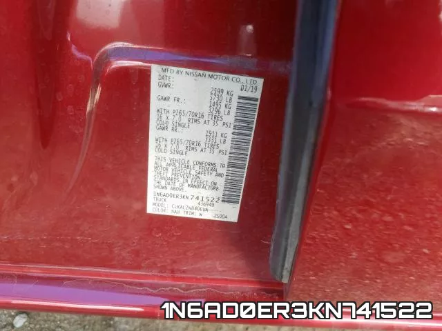 1N6AD0ER3KN741522 фото 2