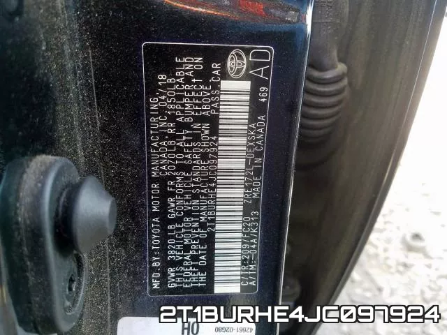 2T1BURHE4JC097924 фото 2