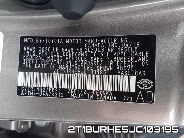 2T1BURHE5JC103195 фото 2