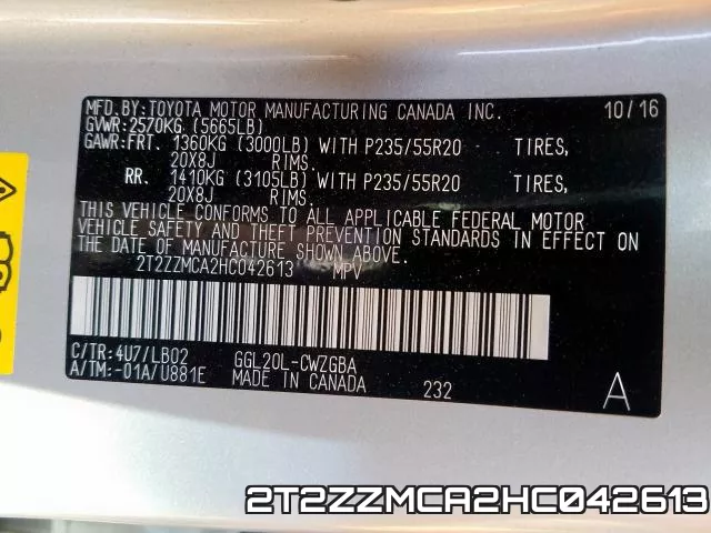 2T2ZZMCA2HC042613 фото 2