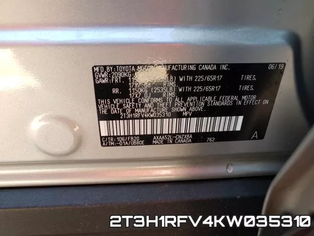 2T3H1RFV4KW035310 фото 2