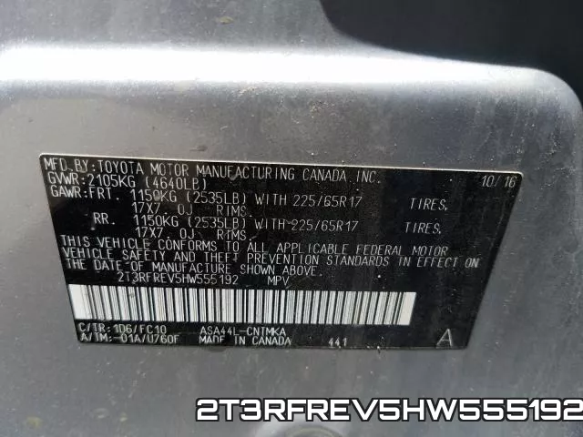 2T3RFREV5HW555192 фото 2