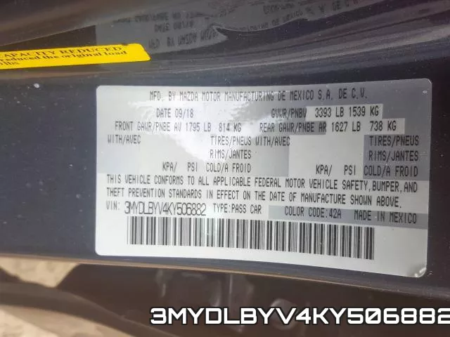 3MYDLBYV4KY506882 фото 2