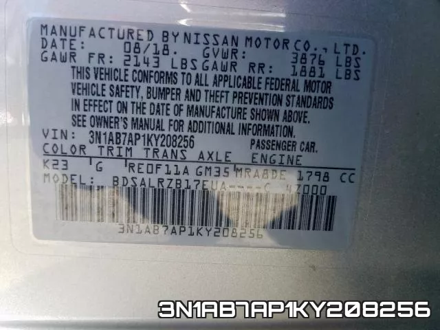 3N1AB7AP1KY208256 фото 2