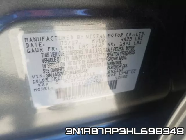 3N1AB7AP3HL698348 фото 2