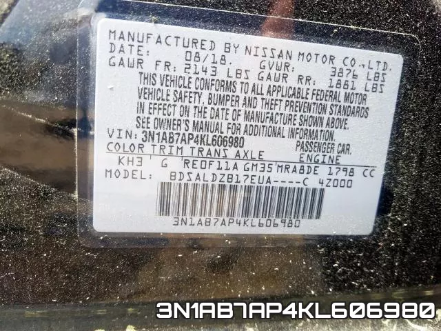 3N1AB7AP4KL606980 фото 2