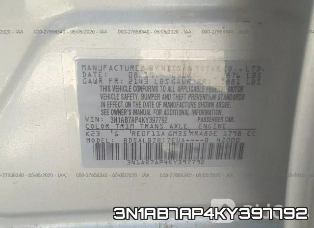 3N1AB7AP4KY397792 фото 10