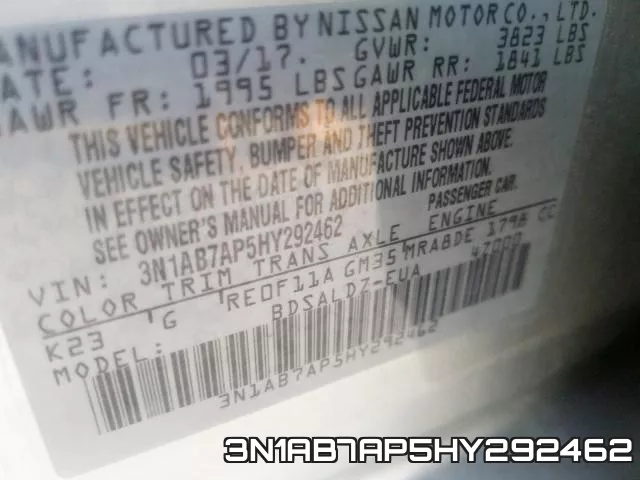 3N1AB7AP5HY292462 фото 2