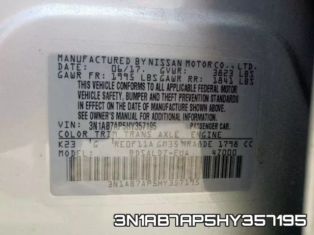 3N1AB7AP5HY357195 фото 2