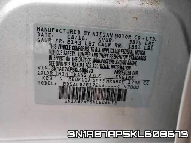 3N1AB7AP5KL608673 фото 2