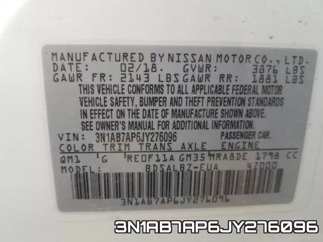 3N1AB7AP6JY276096 фото 2