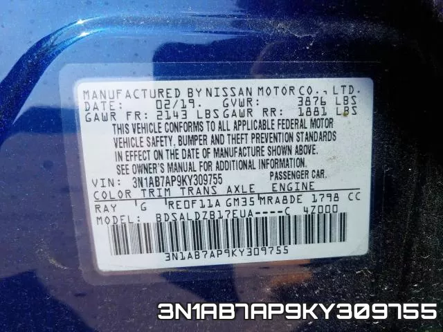3N1AB7AP9KY309755 фото 2