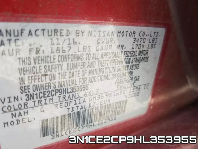 3N1CE2CP9HL353955 фото 2