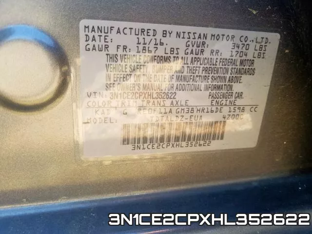 3N1CE2CPXHL352622 фото 2