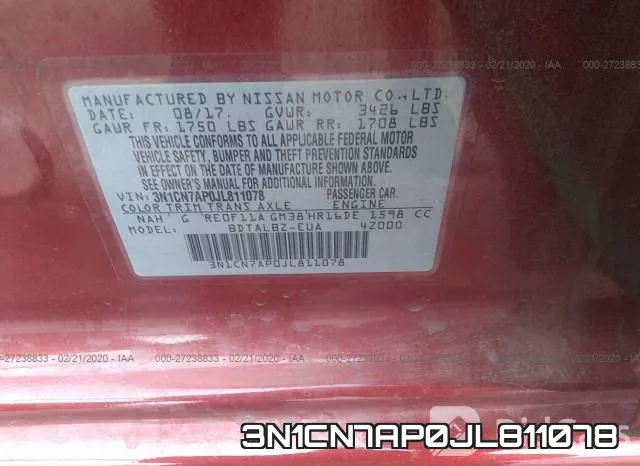 3N1CN7AP0JL811078 фото 10