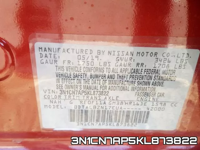 3N1CN7AP5KL873822 фото 2