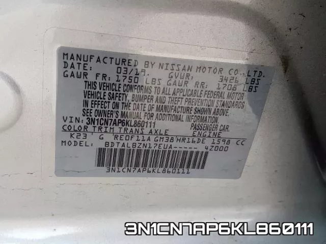 3N1CN7AP6KL860111 фото 2