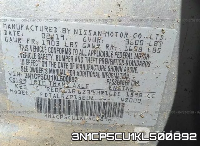 3N1CP5CU1KL500892 фото 10