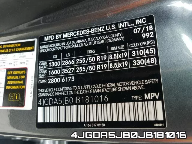 4JGDA5JB0JB181016 фото 2