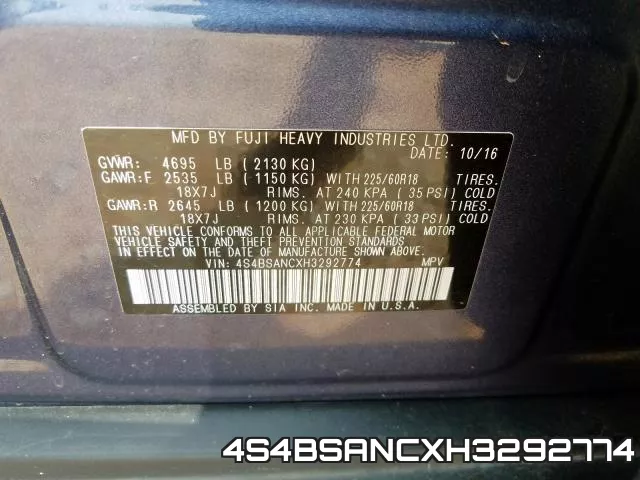 4S4BSANCXH3292774 фото 2