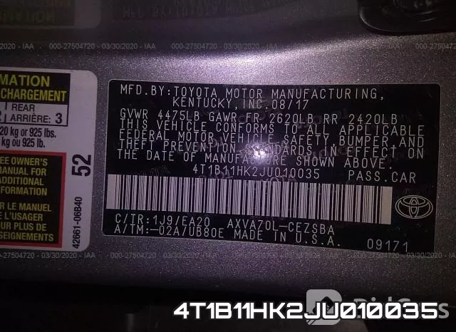 4T1B11HK2JU010035 фото 10
