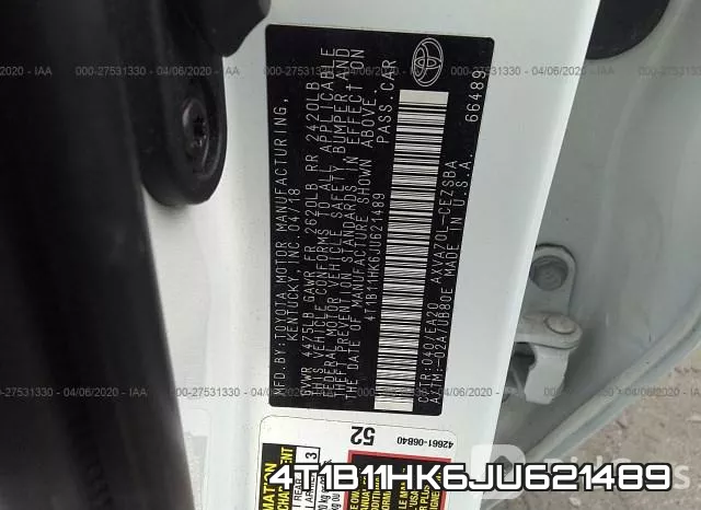 4T1B11HK6JU621489 фото 10