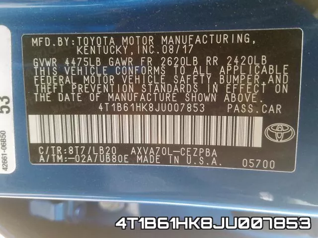 4T1B61HK8JU007853 фото 2
